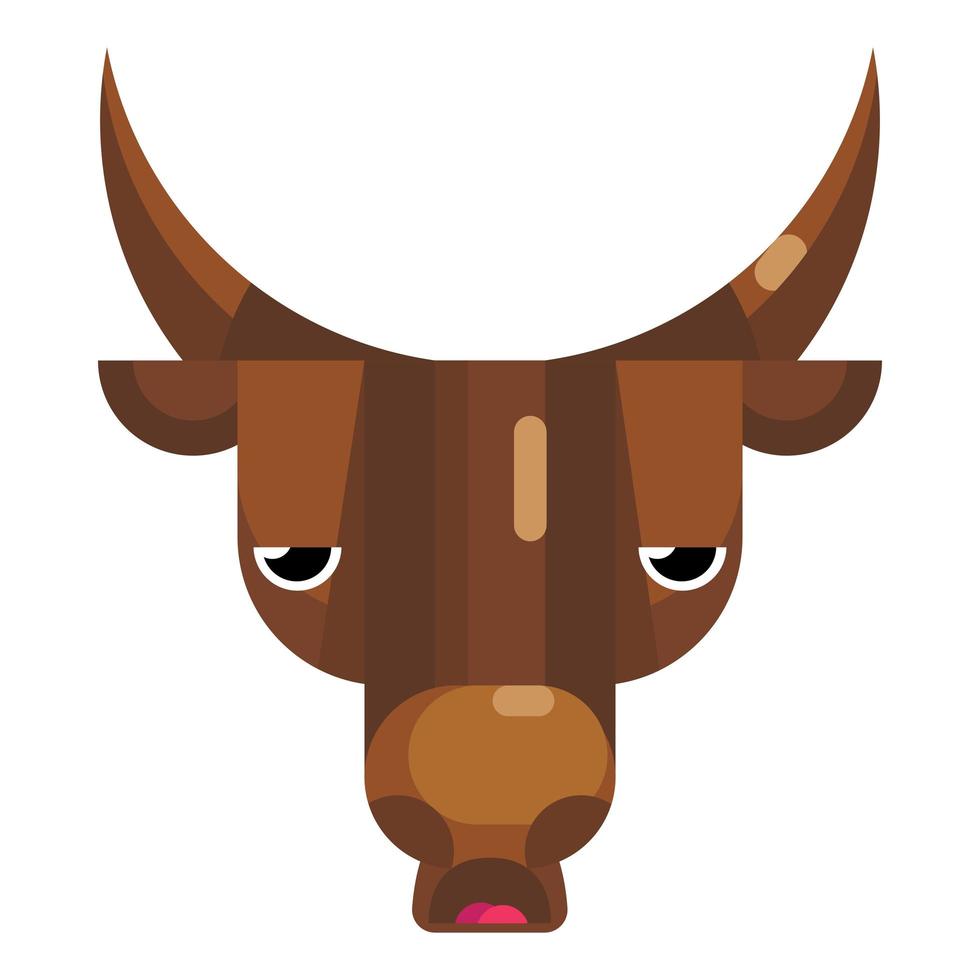 Angry bull face emoji, annoyed and sad cow icon isolated emotion sign vector