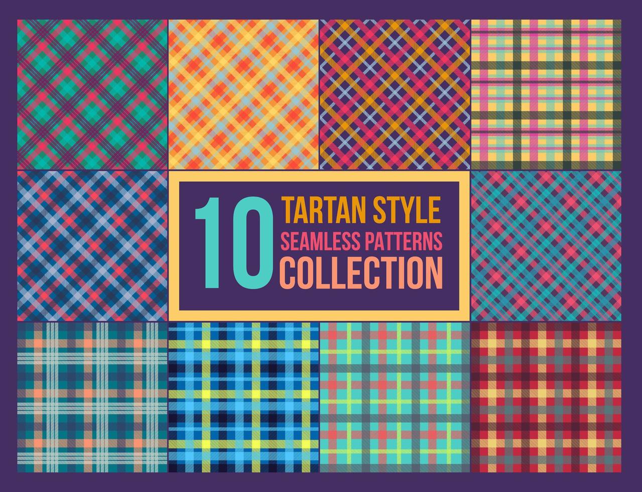 Tartan style seamless pattern set vector