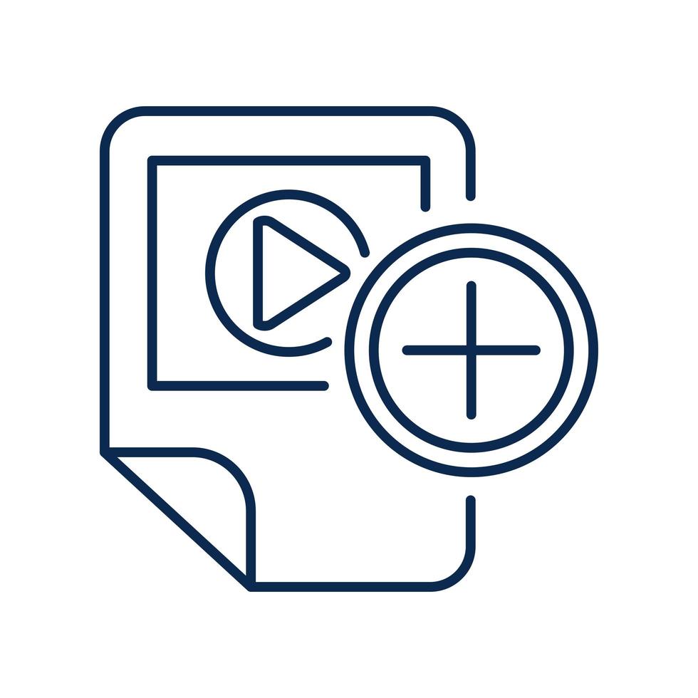 Video player blue and monochrome linear icon vector