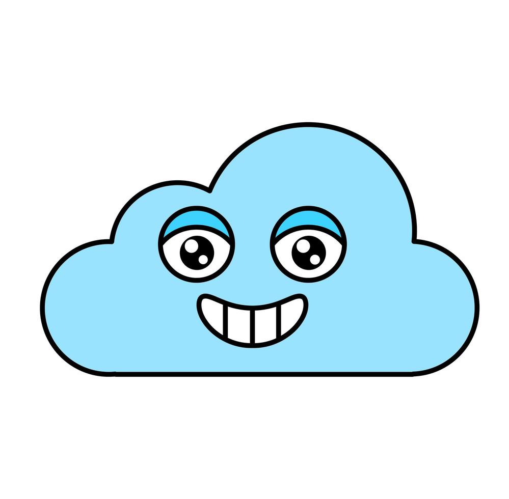 Ilustración de contorno de emoji de nube alegre vector