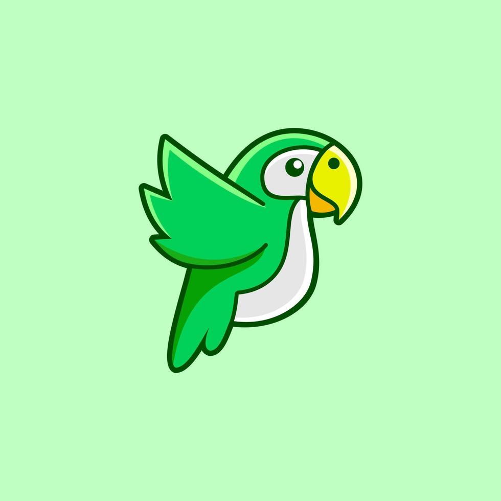 loro pájaro divertido diseño de logotipo de mosca vector