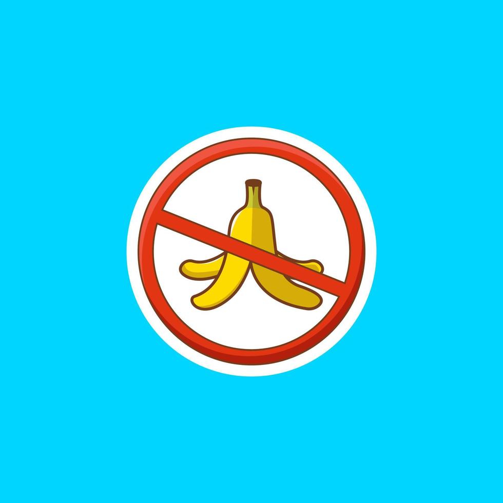 la señal de prohibición no arroje una cáscara de plátano aquí, vector de plátano, ilustración de plátano, icono de plátano