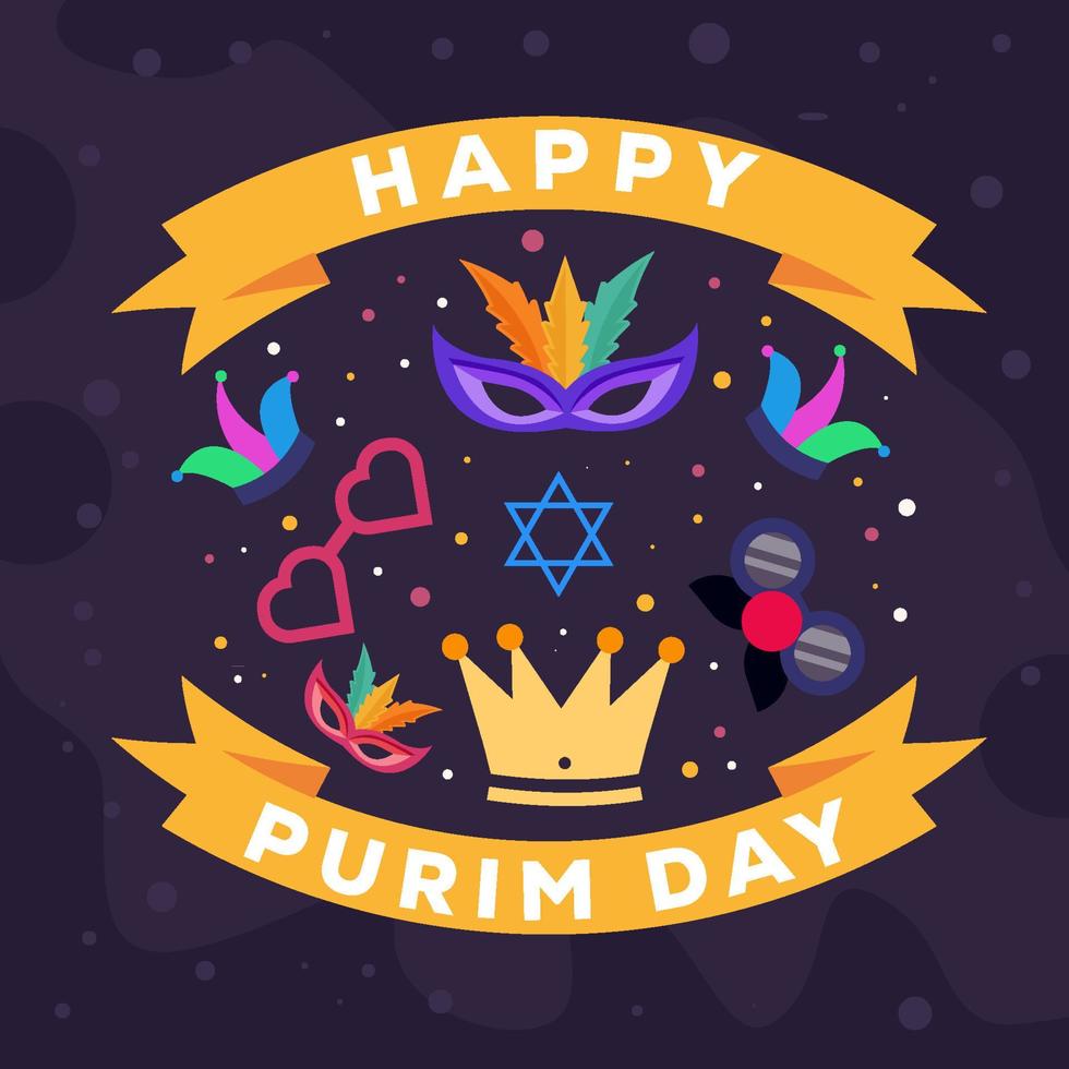 diseño plano vector feliz día de purim