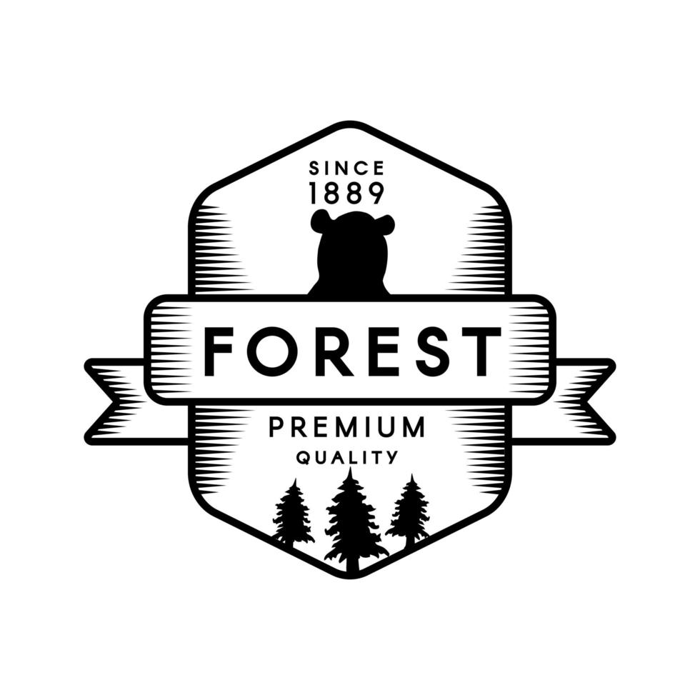 Forest Mountain Camp Geometric Art Logo Design vector