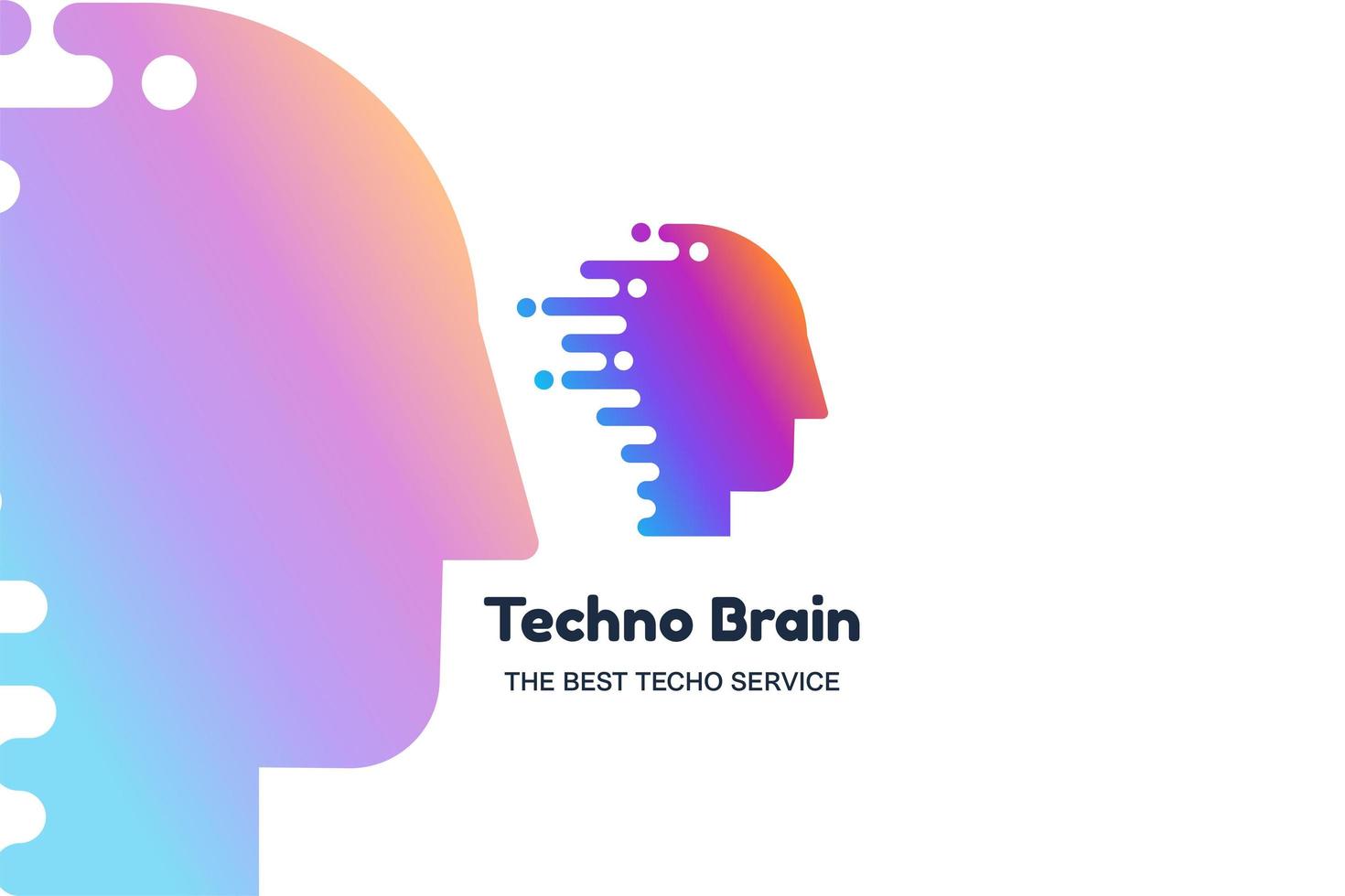 Techno brain vector banner template