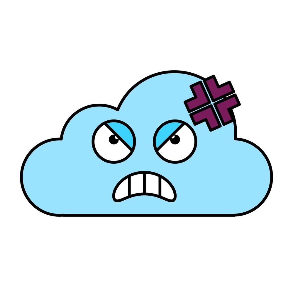 Mad storm cloud sticker outline illustration vector