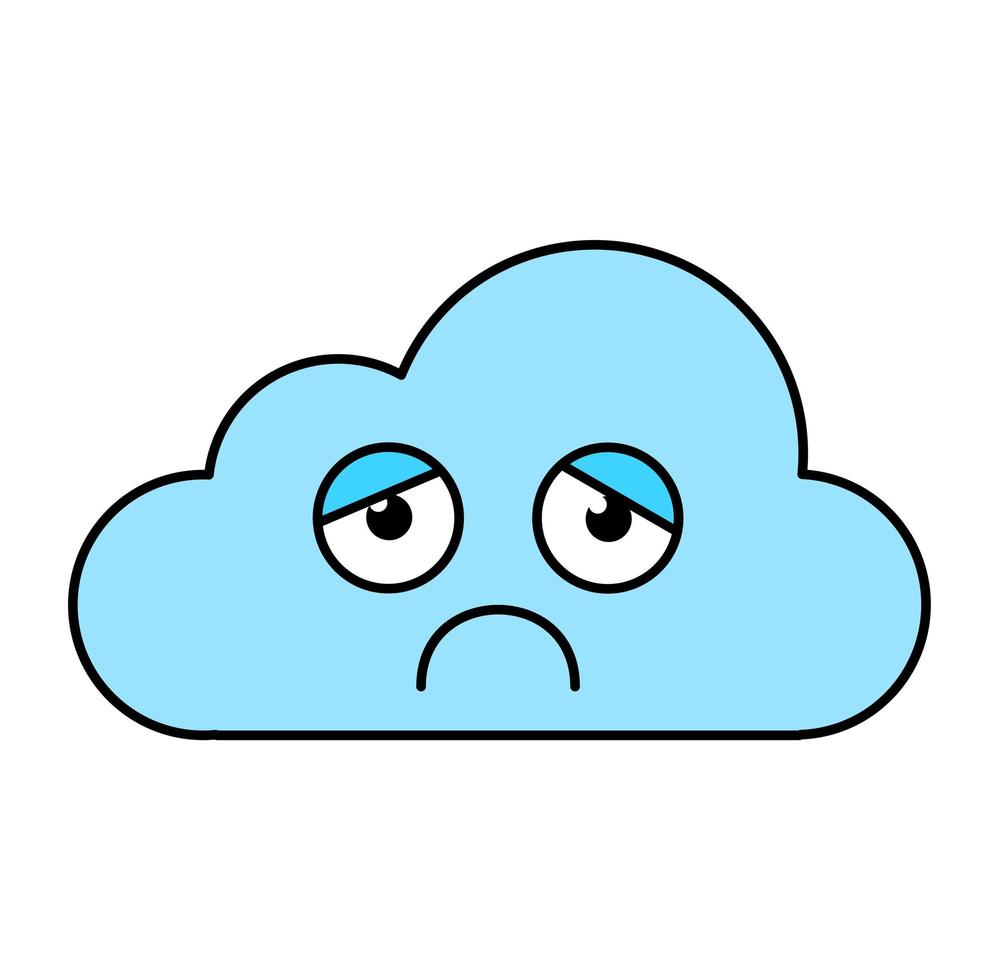Depressed cloud sticker outline illustration vector