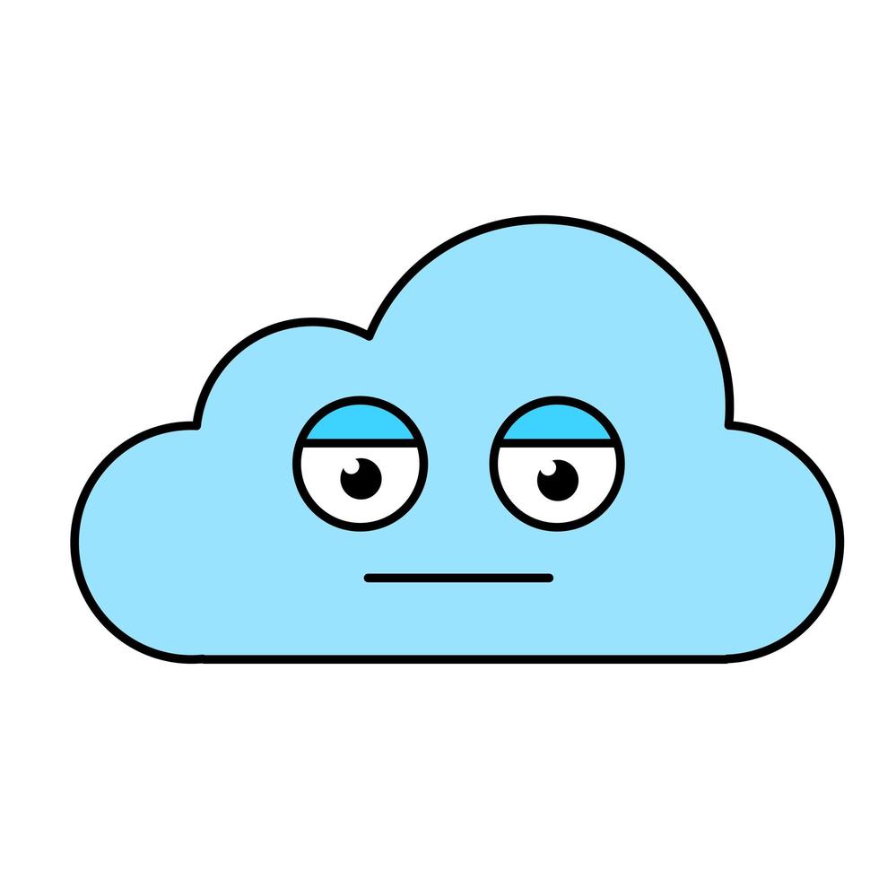 Ilustración de contorno de emoji de nube de cara de póquer vector