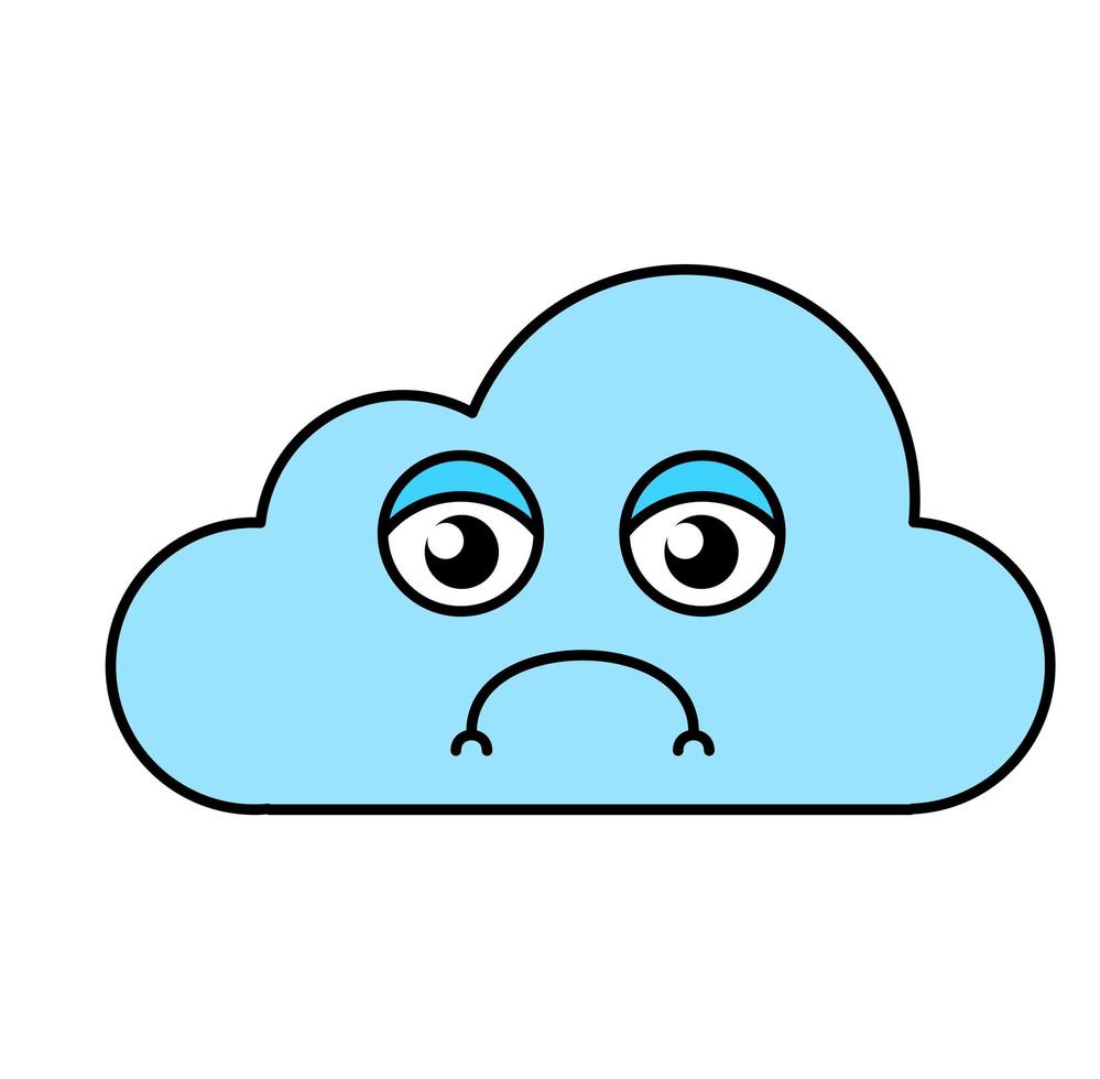 Ilustración de contorno de emoji de nube infeliz vector