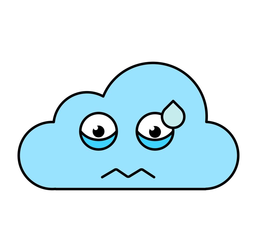 Nervous cloud emoticon outline illustration vector