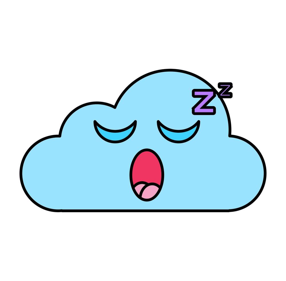 Ilustración de contorno de emoji de nube durmiente vector