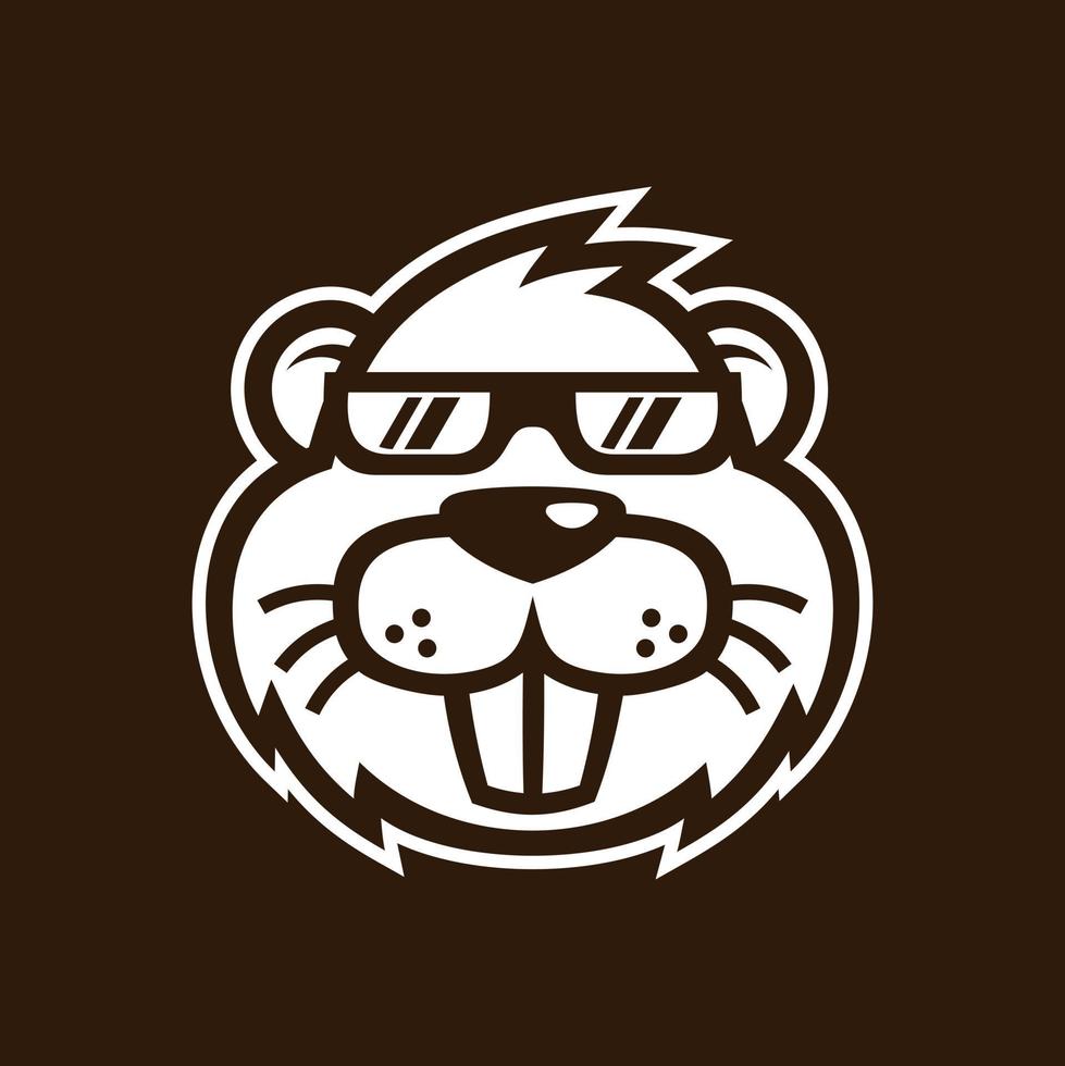 cool hipster beaver use anteojos vector