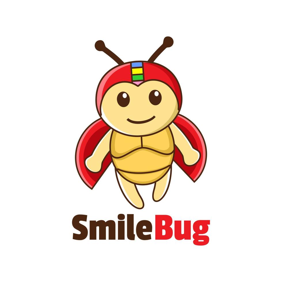 happy mascot little bug cartoon logo design vector