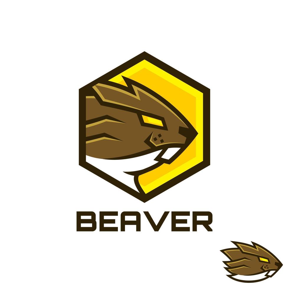 Beaver in hexagon shape logo design vector