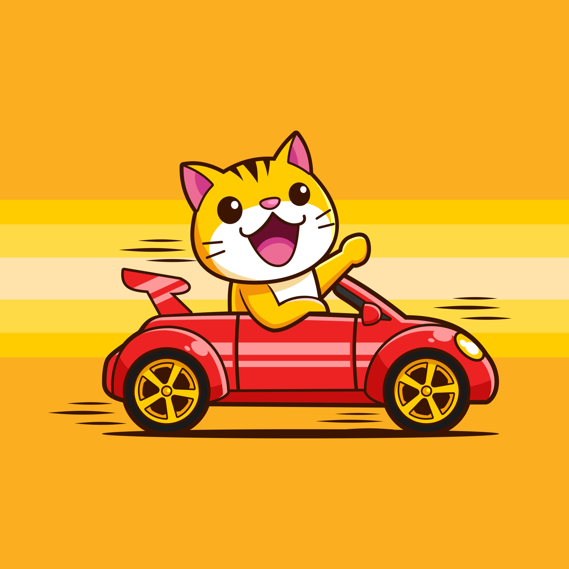 cute Cat Kitten driving a car fast 4966997 Vector Art at Vecteezy
