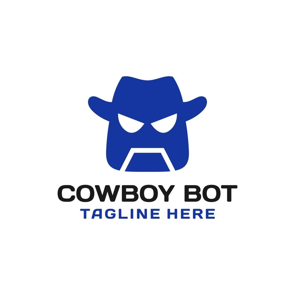 simple flat Cowboy robot logo design vector