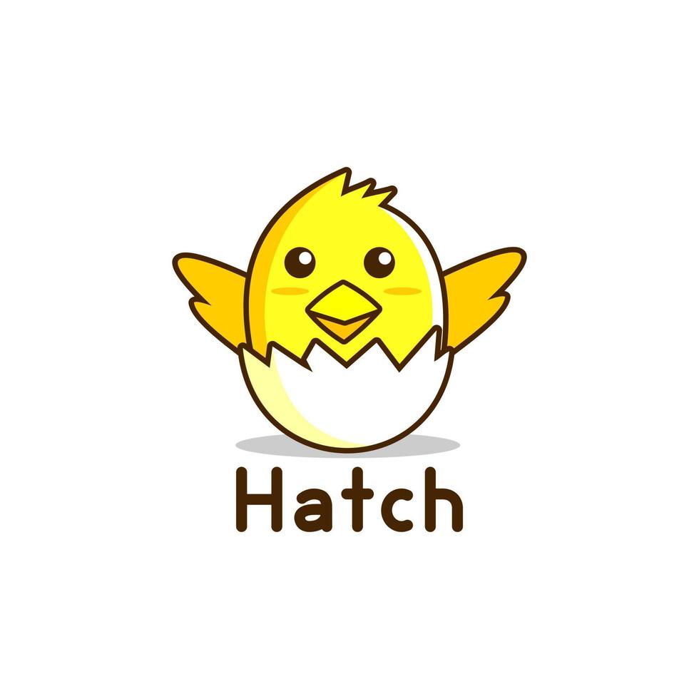 cute yellow Chick hatch newborn logo designs vector