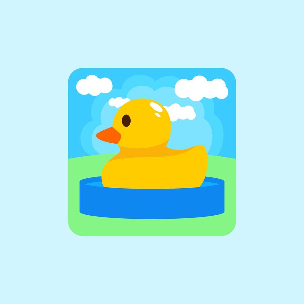 duck bath on the pool illustration vector