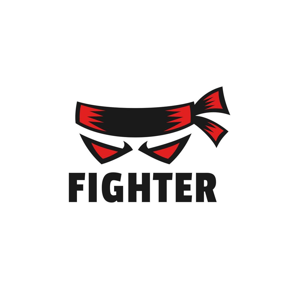 strong masculine fighter with headband logo design vector