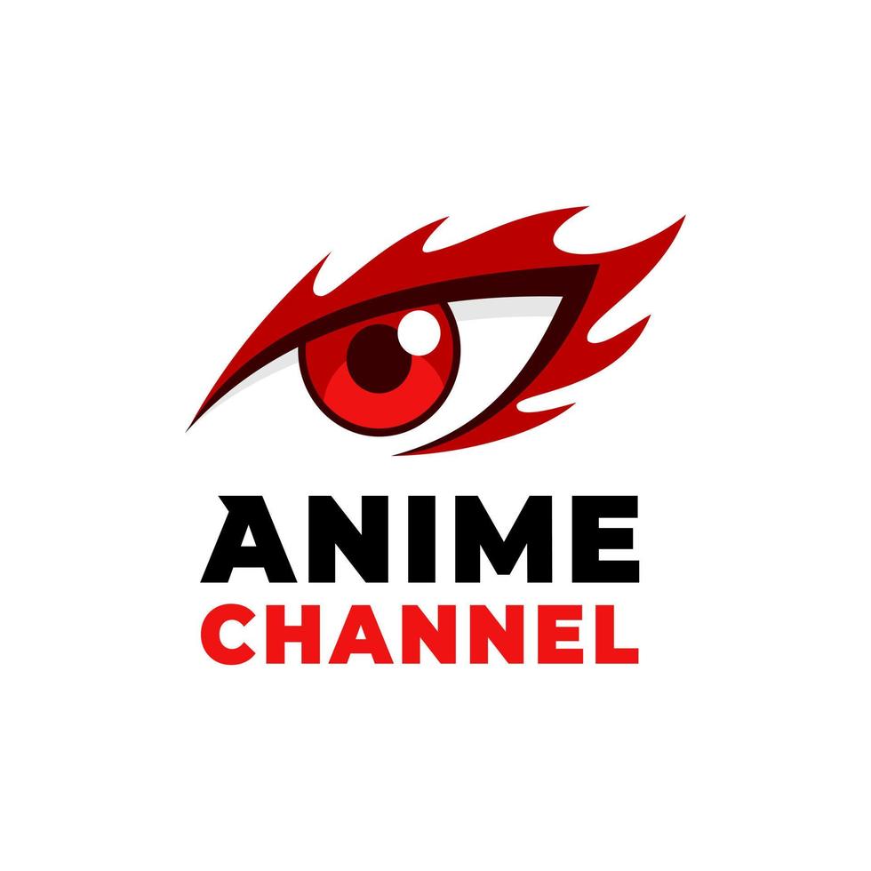 anime ojos visión fuego cultura pop diseño de logotipo vector