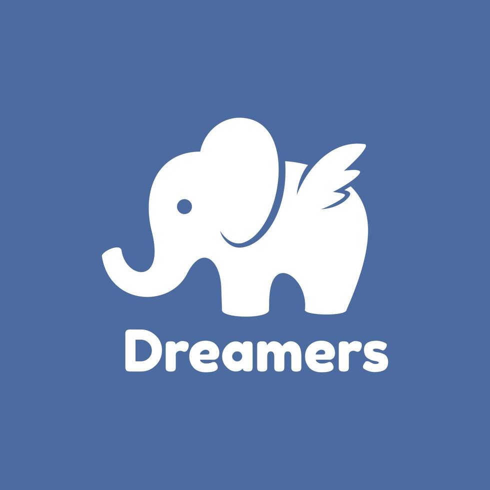 Winged cute Elephant dreamers studio logo design inspiration vector