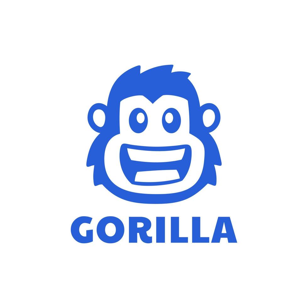 sonrisa divertida cabeza de gorila diseño de logotipo vector