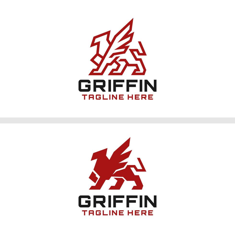 Griffin line art logo design vector