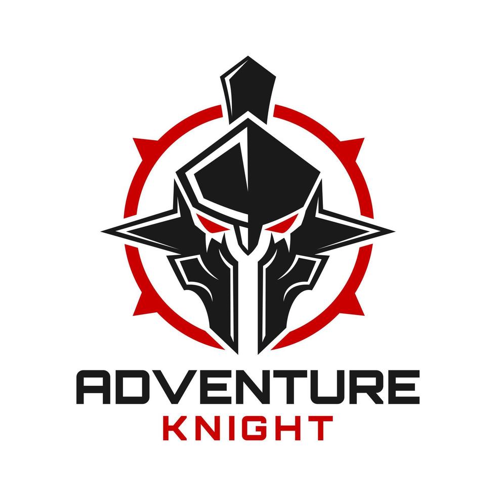 diseño de logotipo de casco de caballero de aventura vector