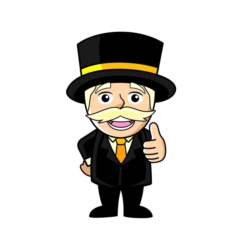 mascot cartoon man with formal clothing logo design vector