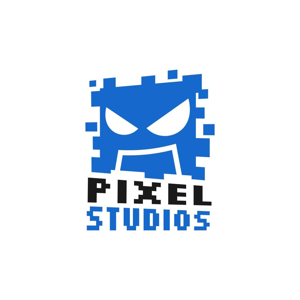 square pixel logo face design vector