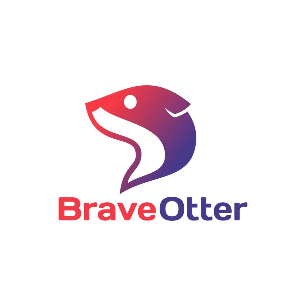 Simple flat modern Otter logo design vector