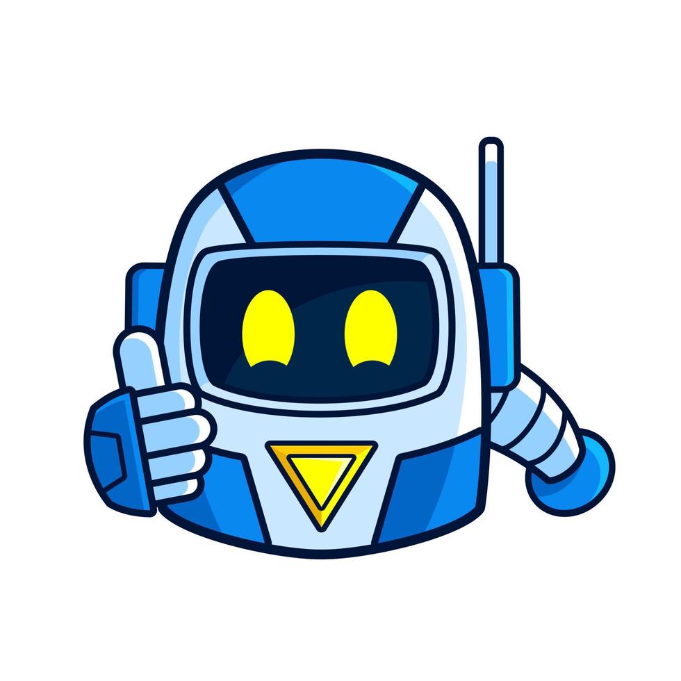 cartoon Robot mascot gaming thumb up vector