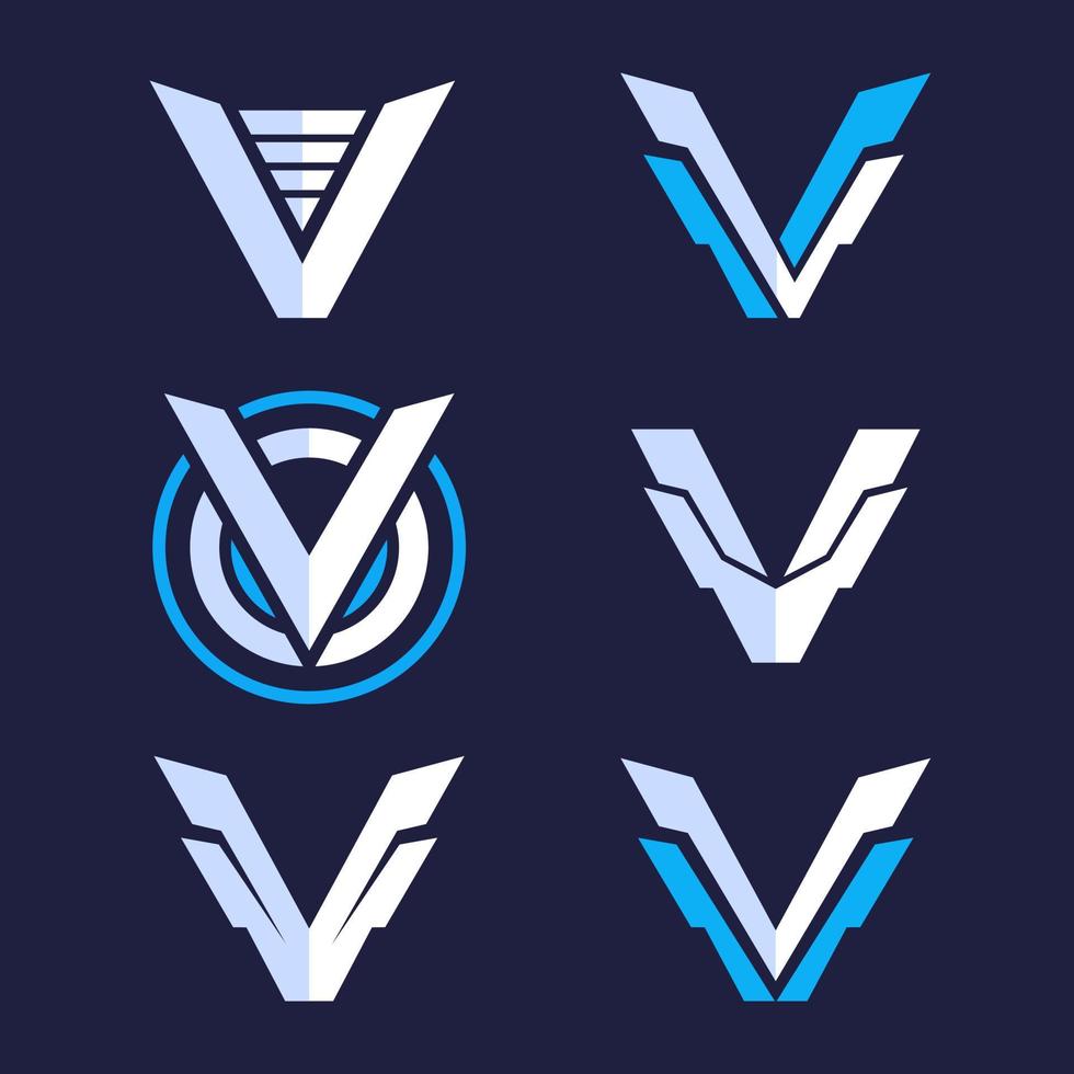 conjunto de diseño de logotipo de monograma letra v vector