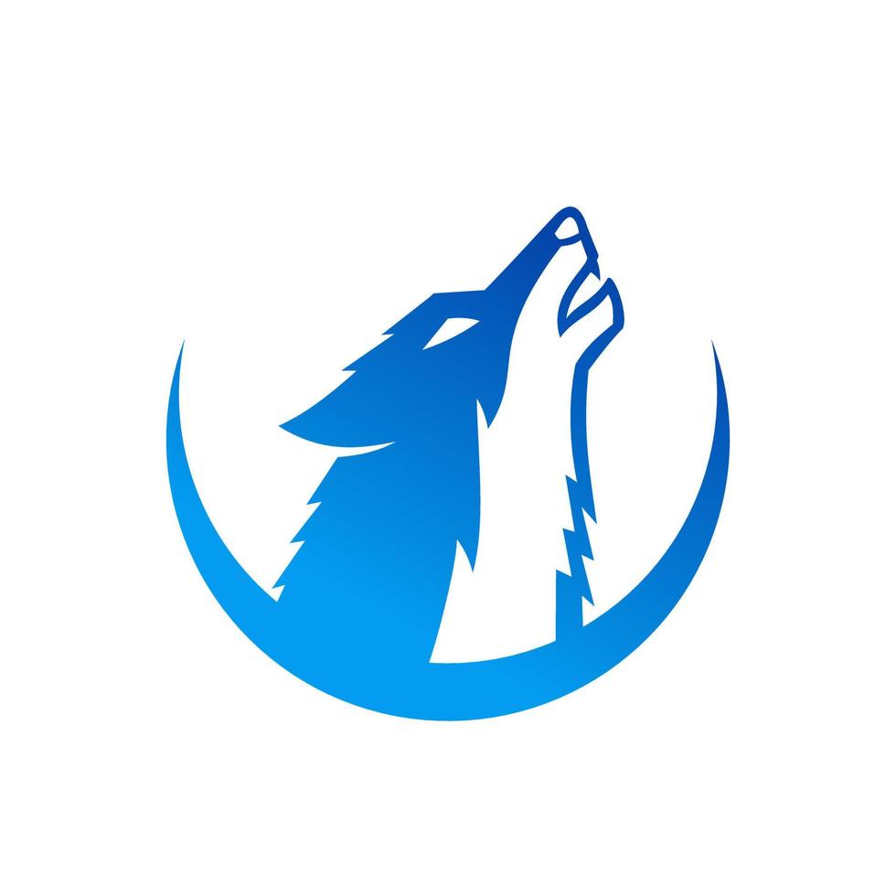 cool Howling Wolf logo design vector