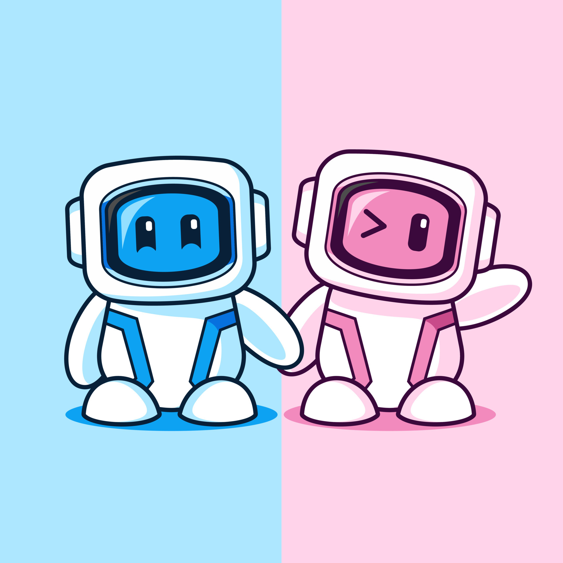 Blue and pink Robot partner character design 4967350 Vector Art at Vecteezy