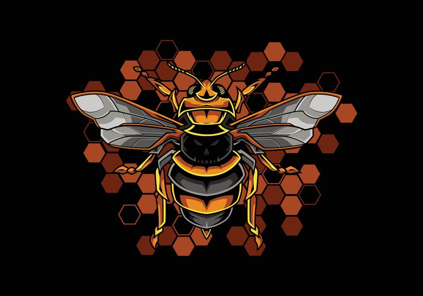 vector de ilustración de logotipo de hexágono de abeja