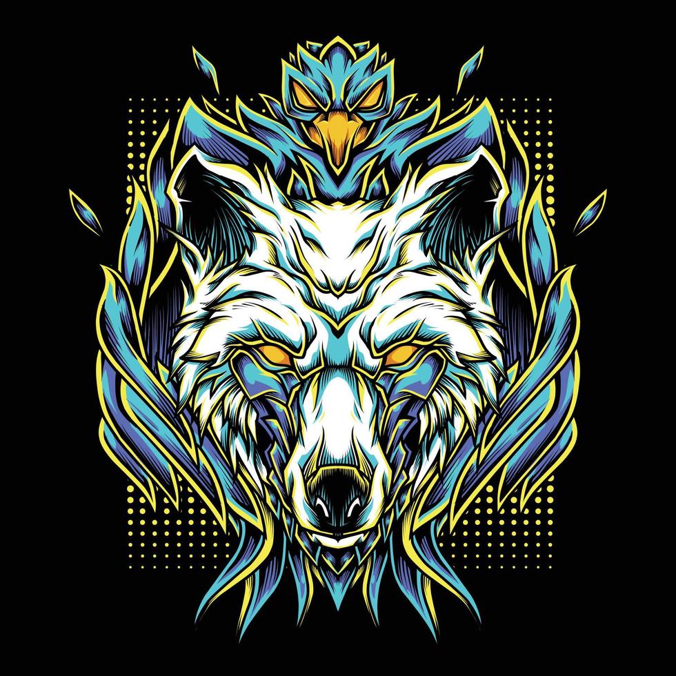 Phoenix Wolves  Mascot Logo Illustration vector