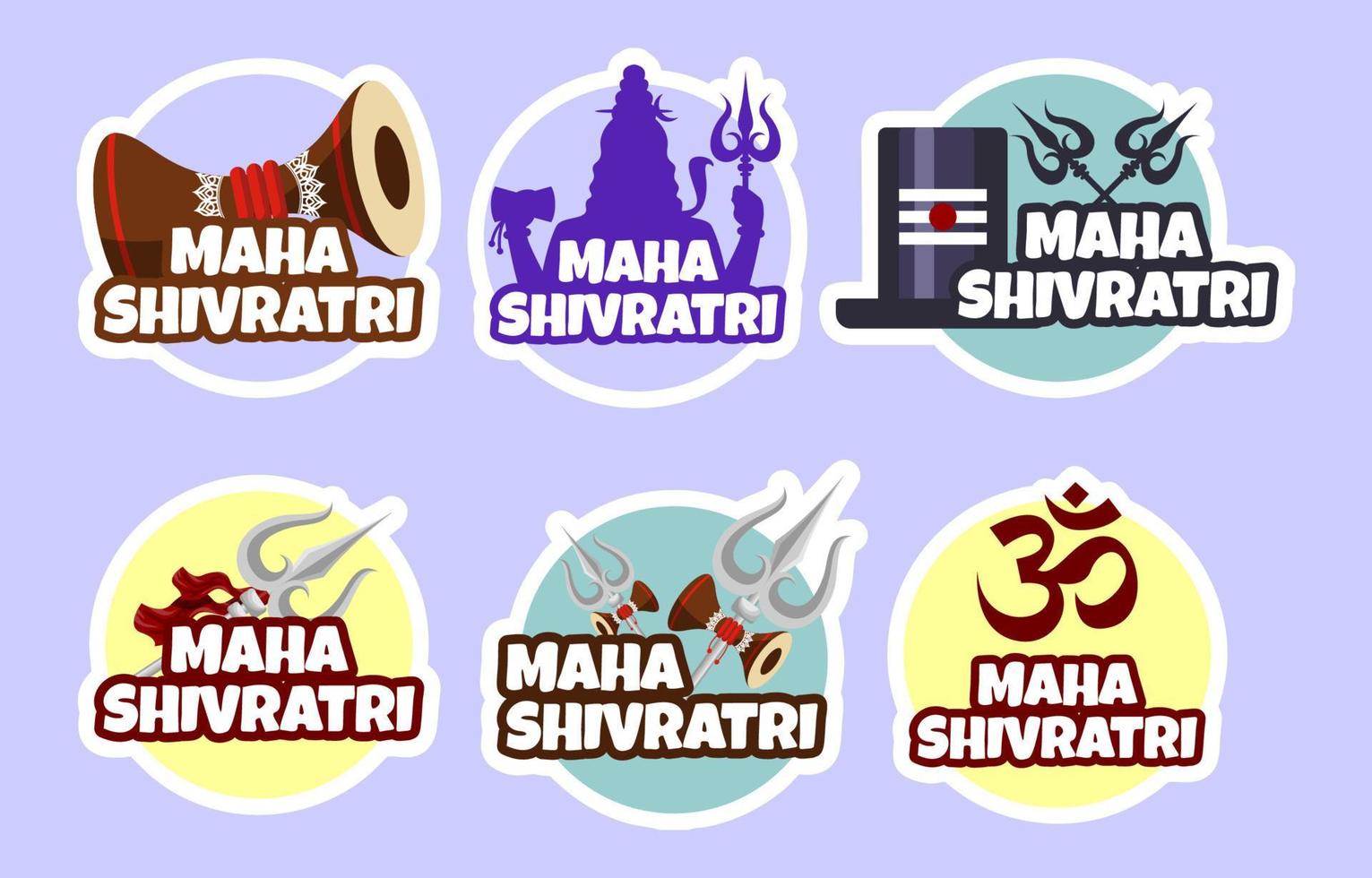 Maha Shivratri Sticker Pack Set vector