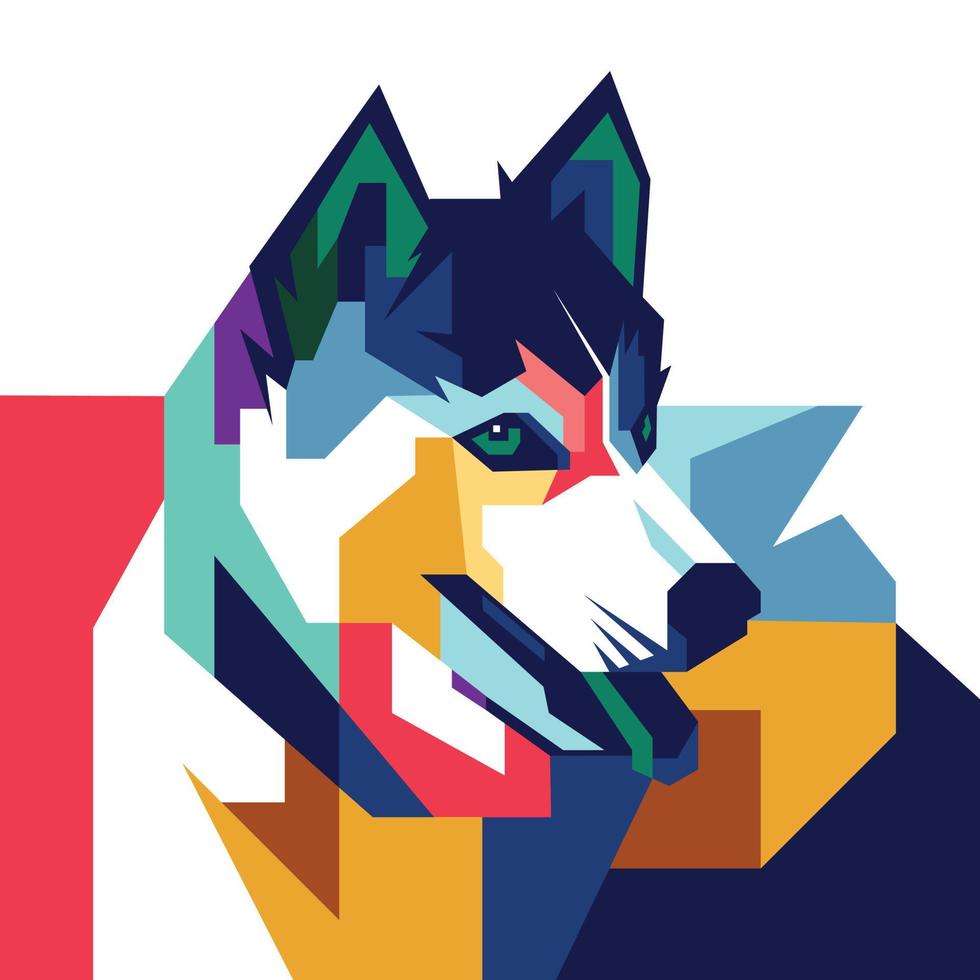 Colorful Husky Dog vector
