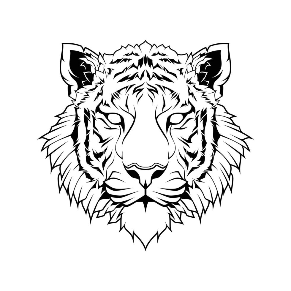 ilustración de arte de línea de cabeza de tigre vector