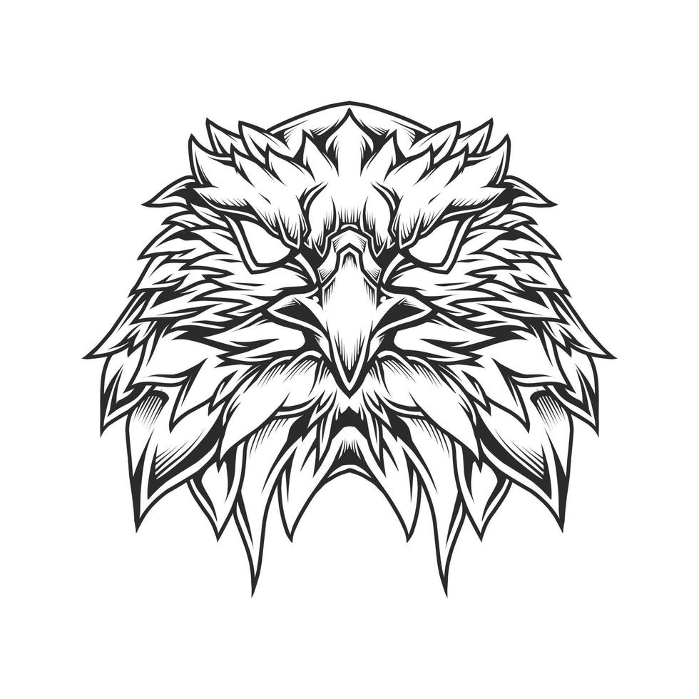 Ilustración de arte de línea de cabeza de águila vector