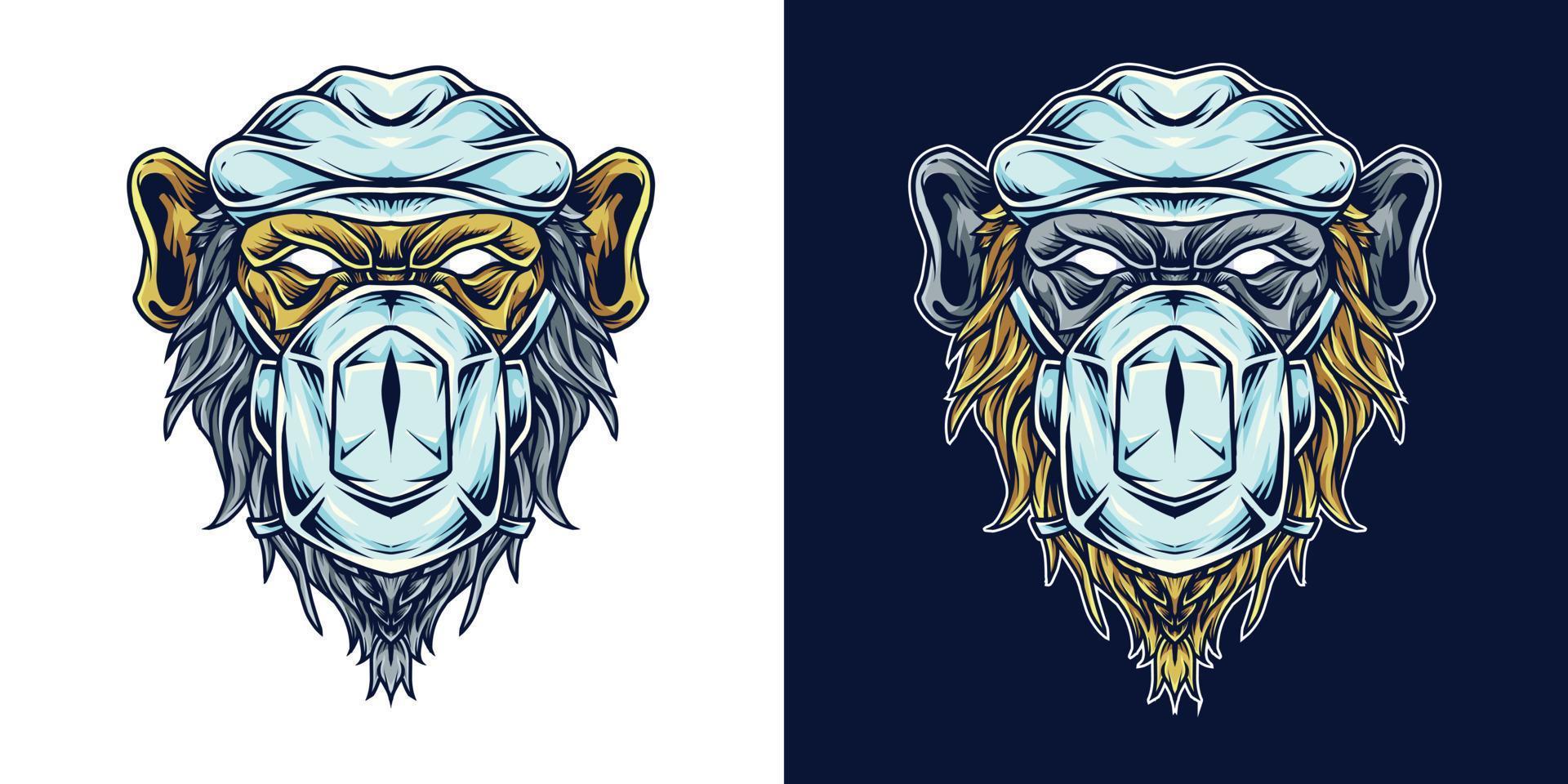 Chimp Medic Head Mascot Logo Illustration vector