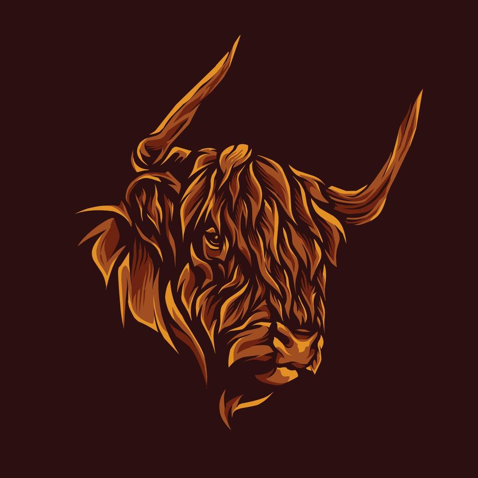 ilustración de cabeza de bisonte rojo oscuro vector