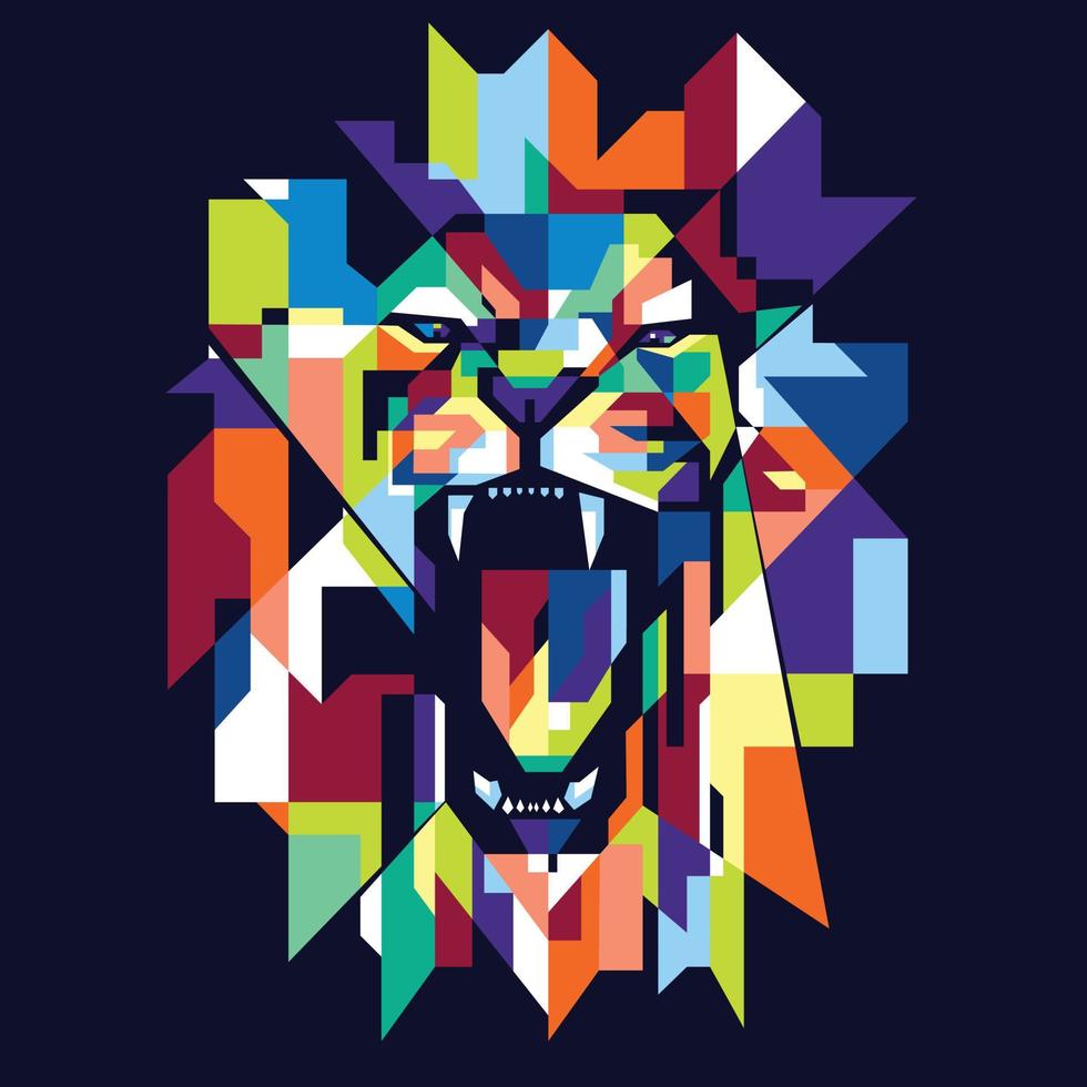 Colorful Angry Lion vector