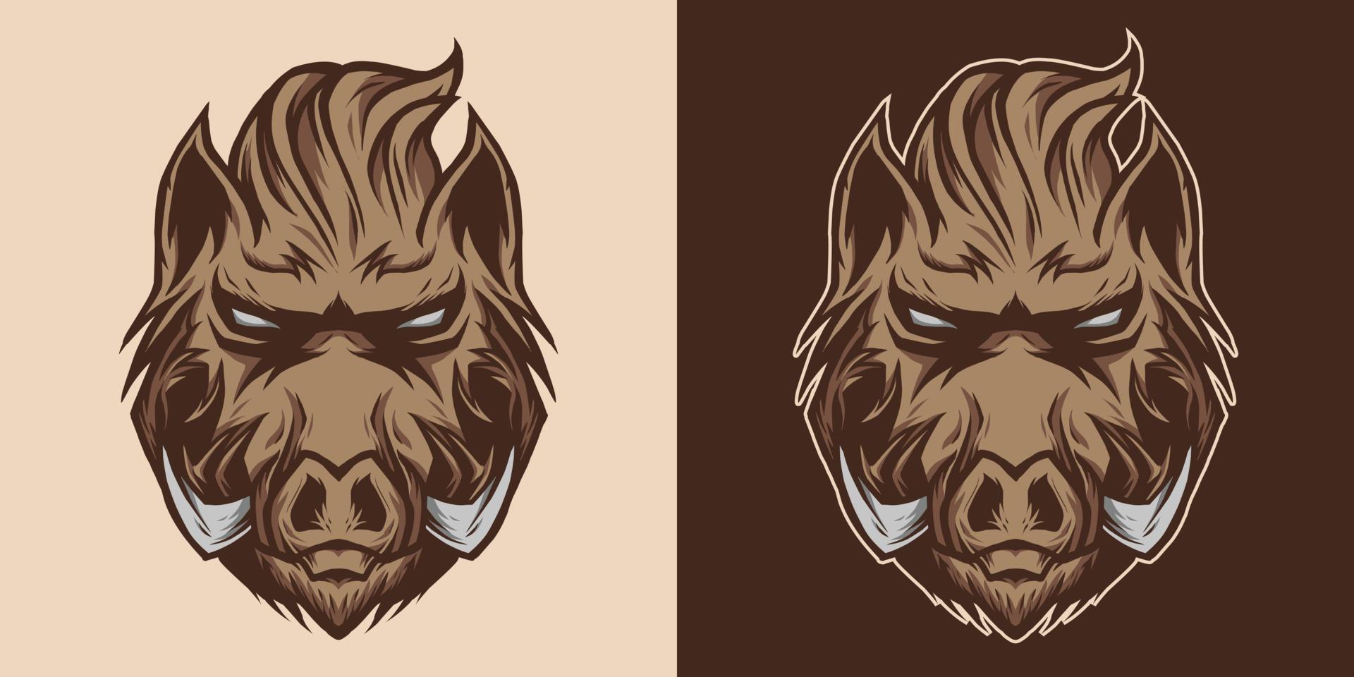 Boar Head Mascot Logo Illustration vector