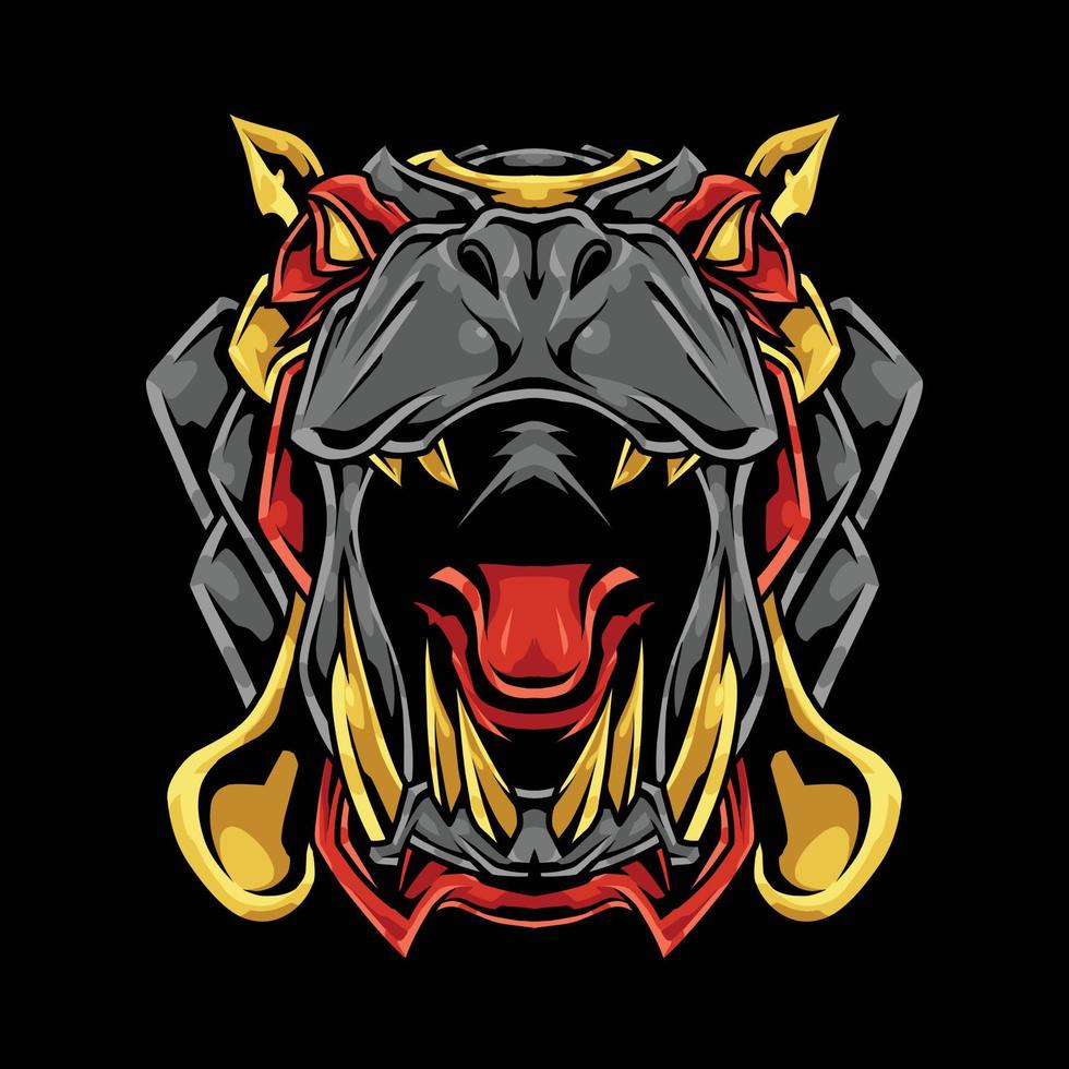 Hippopotamus Head Abstract Ornament Illustration vector