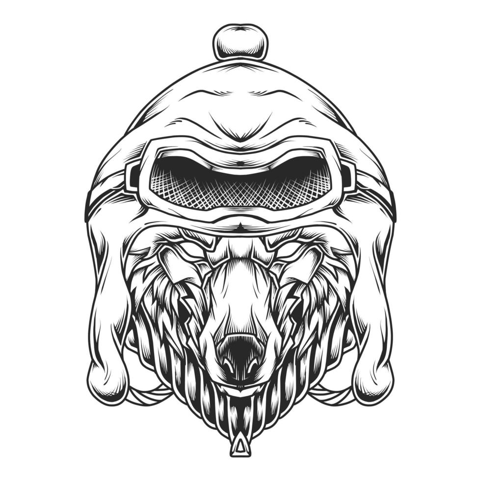 Wolf Head Line Art Illustration vector