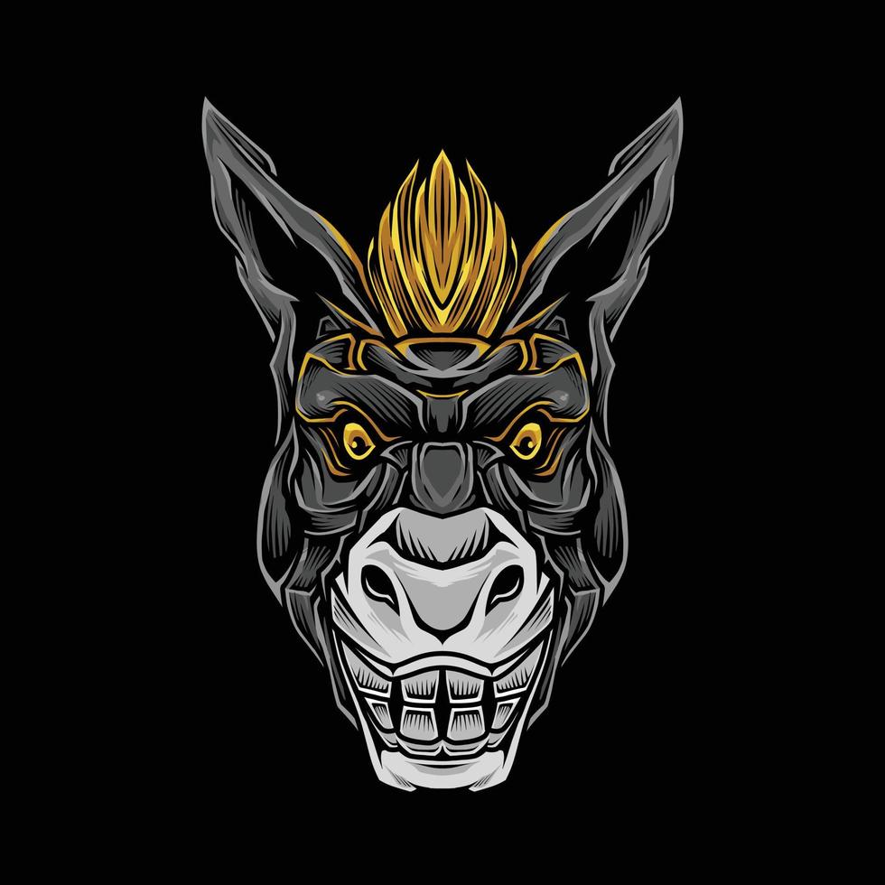 ilustración de camiseta de cabeza de burro vector