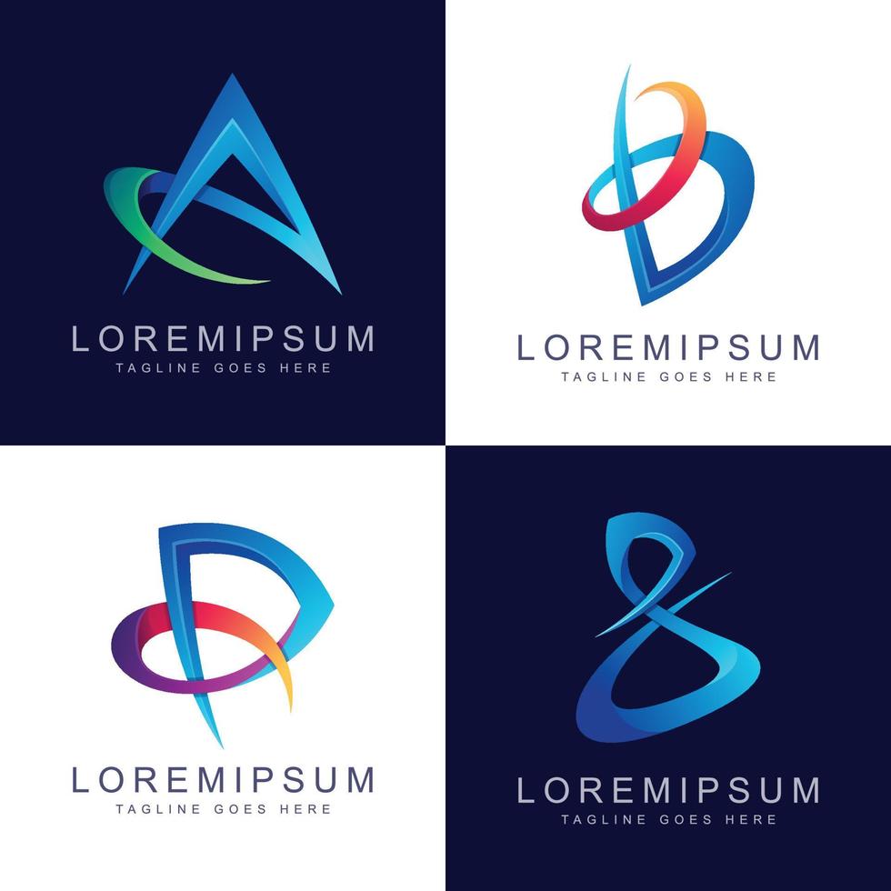 conjunto de logotipo de letra diseño moderno vector