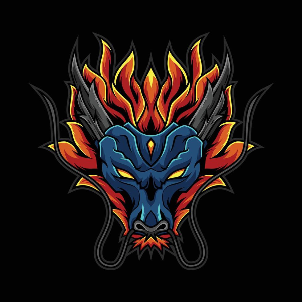Dragon Fire Head Logo Illustration vector